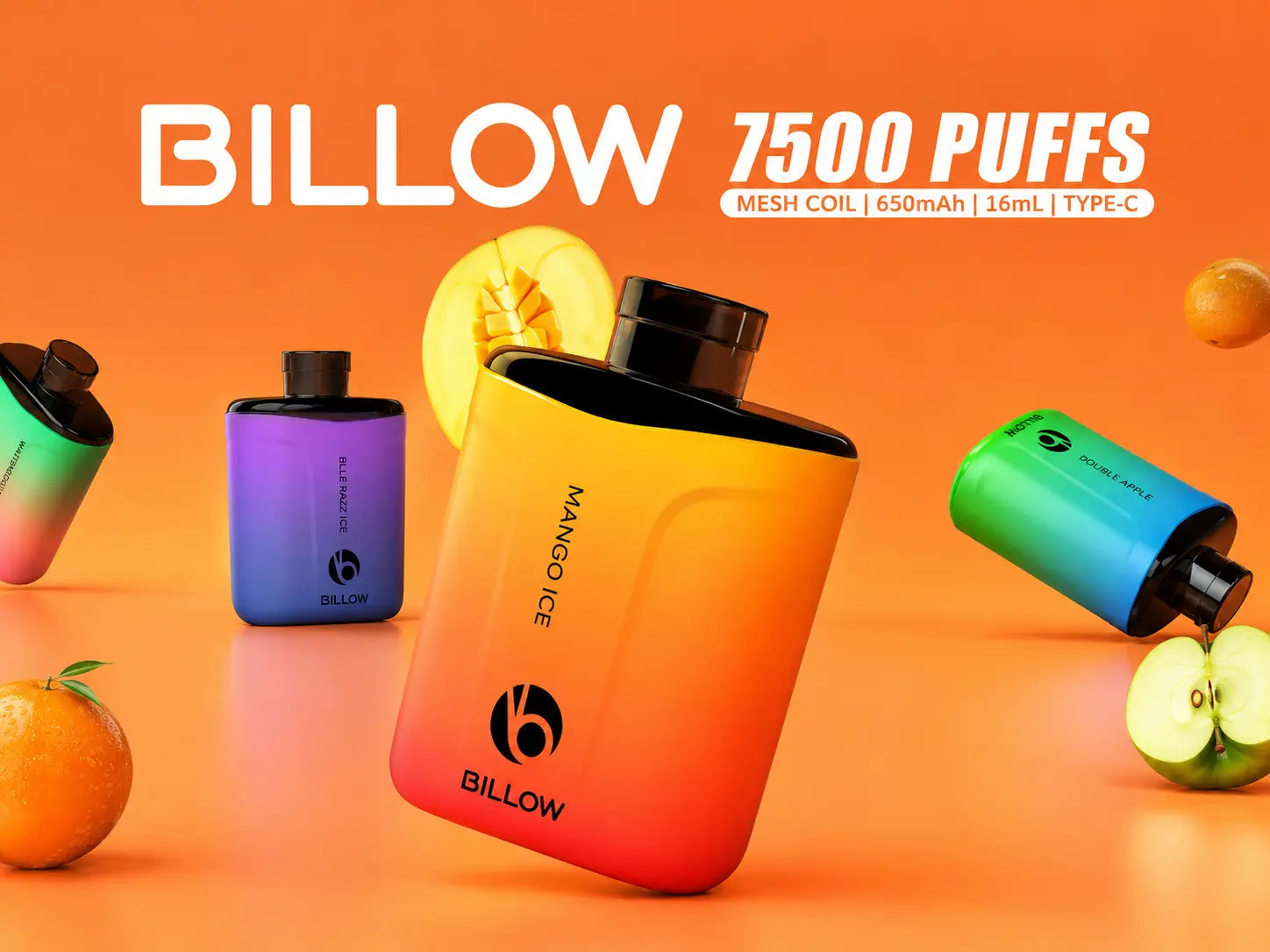 Vabeen Billow 7500 дръпки – еднократен вейп Mango Ice, Mesh Coil, 650mAh, Bulgaria